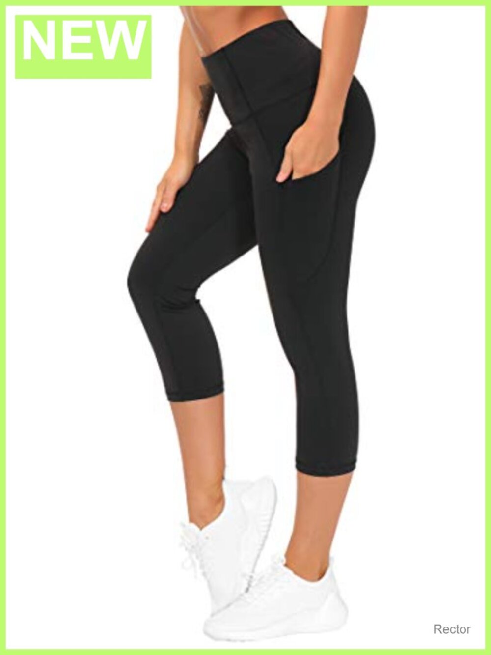 High Waist Capri Yoga Pants with Pockets 26.5 Inch Inseam 4-Way Stretch
